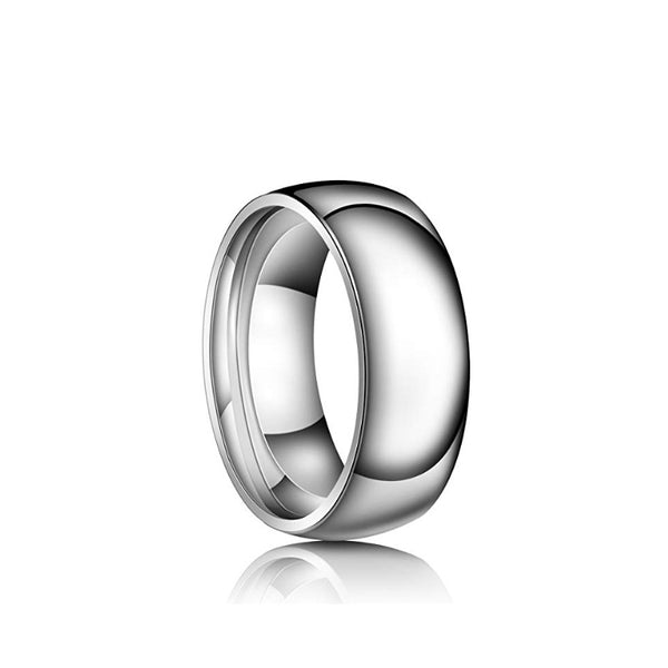 8mm White and Yellow Gold Plain Dome High Polished Wedding Band - 01BG19